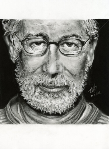 Рисунок под названием "Steven Spielberg" - Baptiste Molard (ArtBat), Подлинное произведение искусства, Карандаш
