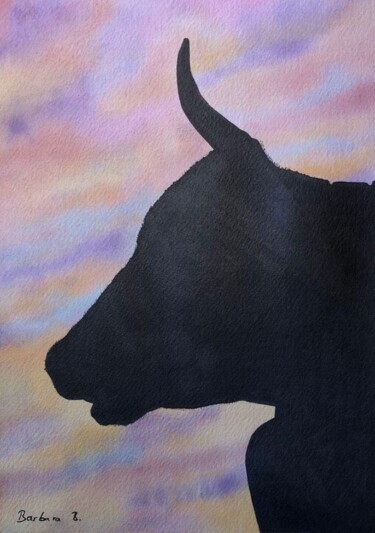 Pittura intitolato "La Vache Qui Rit...…" da Barbara B., Opera d'arte originale, Acquarello