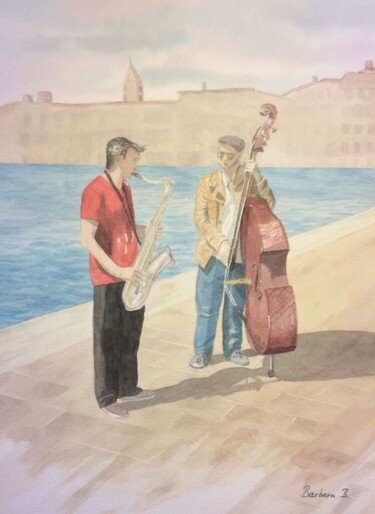 Картина под названием "Marseille en Musique" - Barbara B., Подлинное произведение искусства, Акварель Установлен на картон