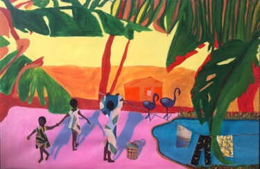 Pintura titulada "Cuban laundry" por Barbara Friehs, Obra de arte original, Acrílico Montado en Bastidor de camilla de madera