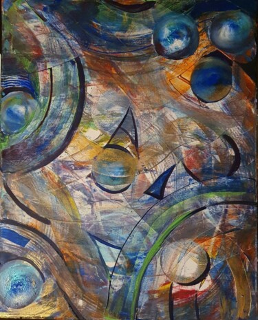 Schilderij getiteld "Flow and Movement" door Barbara Fuhrmann, Origineel Kunstwerk, Acryl