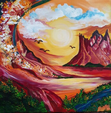 Malerei mit dem Titel "Glimmer Land" von Barbara Fuhrmann, Original-Kunstwerk, Acryl