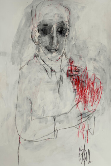 Disegno intitolato "Ein Junge mit einem…" da Barbara Kroll, Opera d'arte originale, Matita