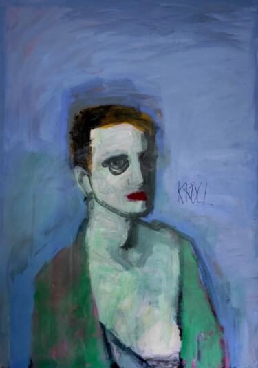 Schilderij getiteld "Portrait einer Frau…" door Barbara Kroll, Origineel Kunstwerk, Acryl