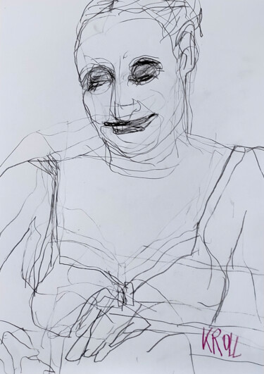 Drawing titled "Portrait  einer Frau" by Barbara Kroll, Original Artwork, Pencil
