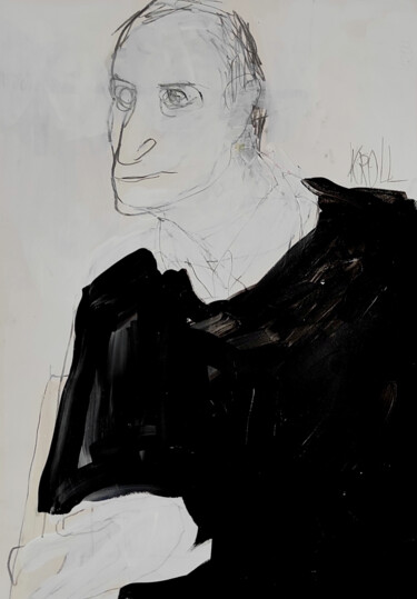 Рисунок под названием "Mann" - Barbara Kroll, Подлинное произведение искусства, Карандаш