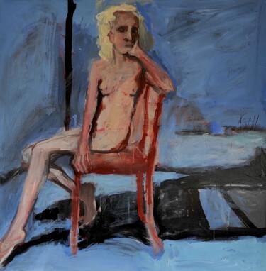 Pittura intitolato "Frau im blauen Zimm…" da Barbara Kroll, Opera d'arte originale, Acrilico