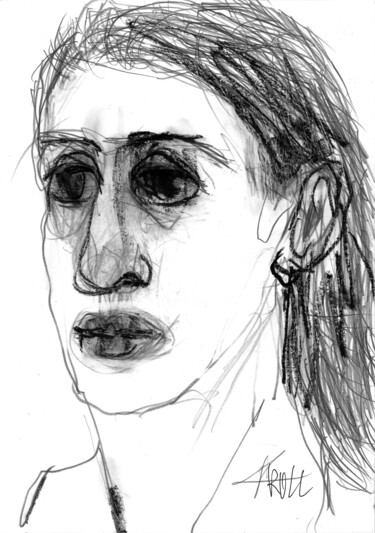 Dessin intitulée "Porträt 20" par Barbara Kroll, Œuvre d'art originale, Crayon