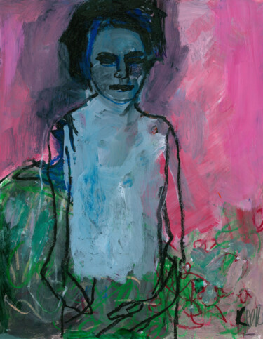 Рисунок под названием "Porträt 09" - Barbara Kroll, Подлинное произведение искусства, Акрил