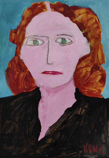 "Porträt mit grünen…" başlıklı Tablo Barbara Kroll tarafından, Orijinal sanat, Akrilik