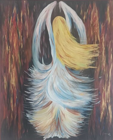 Painting titled "La danzatrice" by Barbara Messena, Original Artwork, Oil Mounted on Wood Stretcher frame