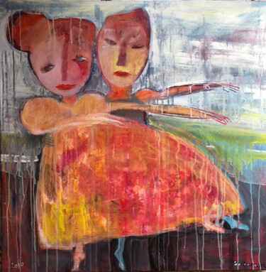 Картина под названием ""Première danse"" - Barbara Morin, Подлинное произведение искусства, Акрил Установлен на Деревянная р…