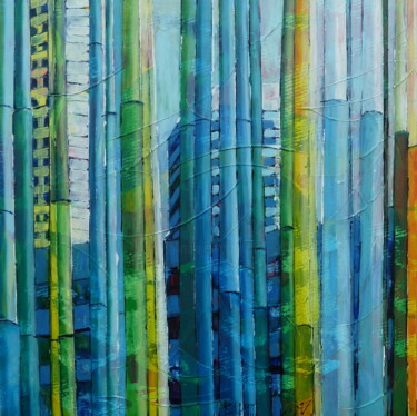 Pintura titulada ""Bambou Building"" por Barbara Piatti, Obra de arte original, Oleo