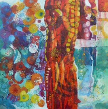 제목이 ""Bubble Totem""인 미술작품 Barbara Piatti로, 원작, 기름 나무 들것 프레임에 장착됨