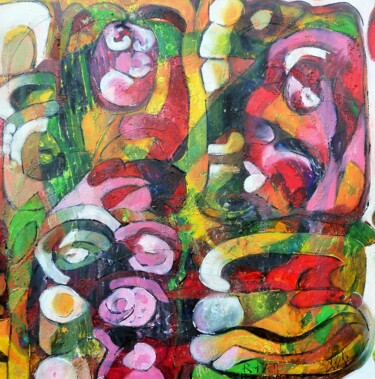 Painting titled ""Maya II"" by Barbara Piatti, Original Artwork, Oil Mounted on Wood Stretcher frame