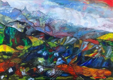 Painting titled ""Traînée blanche"" by Barbara Piatti, Original Artwork, Oil Mounted on Wood Stretcher frame