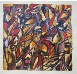 Painting titled "Mosaïque" by Barbara Piatti, Original Artwork, Gouache Mounted on Cardboard