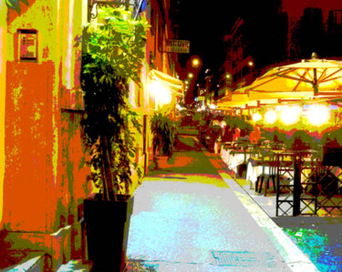 Цифровое искусство под названием "Roman sidewalk cafe" - Barbara Tabachnick, Подлинное произведение искусства, 2D Цифровая Р…