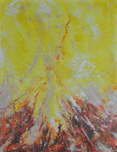 Schilderij getiteld "Feu" door Barbara Wykrota, Origineel Kunstwerk, Acryl