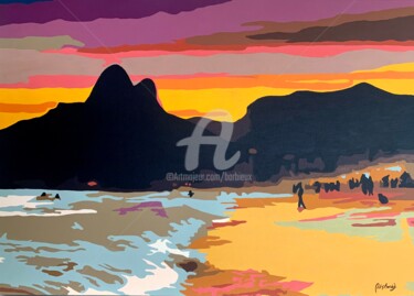 Schilderij getiteld "Sunset from Arpoado…" door Adri Barbieux, Origineel Kunstwerk, Acryl
