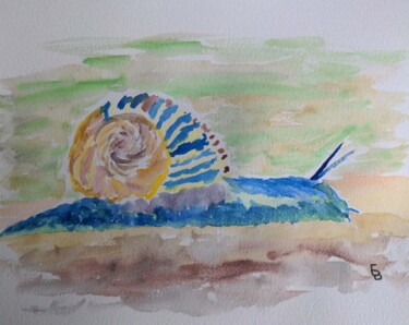 Painting titled "Escargot" by Barbour, Original Artwork, Watercolor