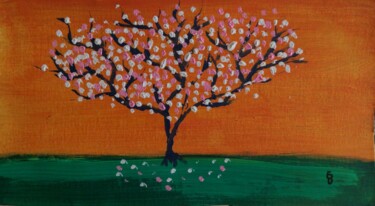 Painting titled "Arbre en fleur" by Barbour, Original Artwork, Acrylic