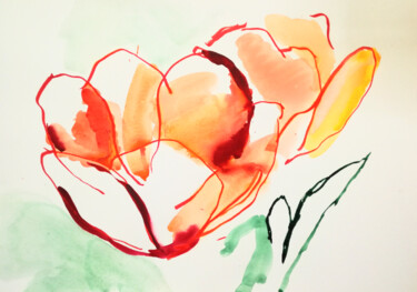 Картина под названием "March flowers" - Yuliya Bardun, Подлинное произведение искусства, Акварель