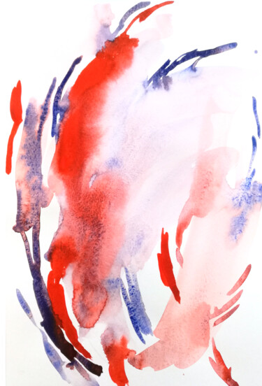 Painting titled "Red II" by Yuliya Bardun, Original Artwork, Watercolor