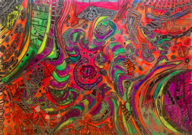 Картина под названием "Квантовое поле" - Георгий Федоров (Barmaley), Подлинное произведение искусства, Пигменты