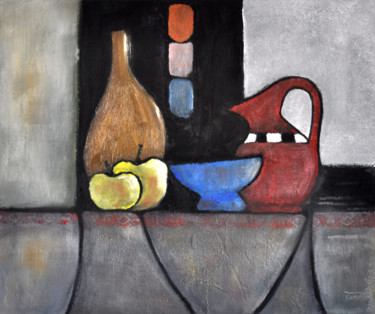 Schilderij getiteld "Déjeuner" door René Barranco, Origineel Kunstwerk, Olie