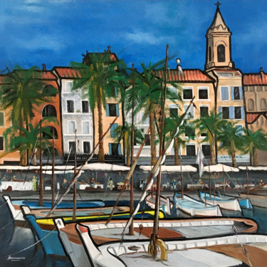 「Le port de Sanary s…」というタイトルの絵画 René Barrancoによって, オリジナルのアートワーク, オイル