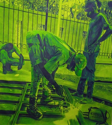 Pintura titulada "Soude la vie" por Barreso'O Ébène, Obra de arte original, Acrílico