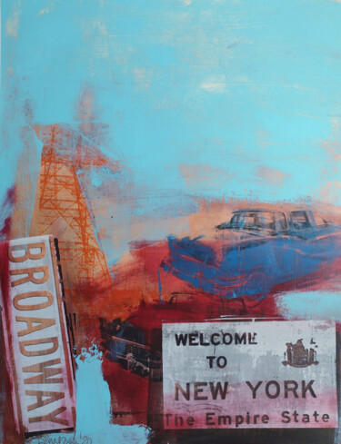 Painting titled "New York City" by Bart Van Zweeden, Original Artwork, Acrylic