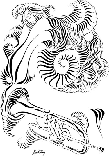 「Trompette」というタイトルの描画 Barthélémy Chojnackiによって, オリジナルのアートワーク, インク