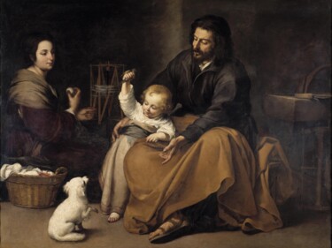 Malarstwo zatytułowany „Sainte Famille à l'…” autorstwa Bartolomé Esteban Murillo, Oryginalna praca, Olej