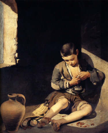 Painting titled "Le Jeune Mendiant" by Bartolomé Esteban Murillo, Original Artwork, Oil
