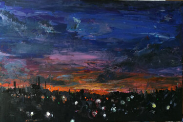 Pintura intitulada "Sunset Sky Cairo" por Basem Soliman, Obras de arte originais, Acrílico