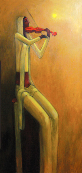 Pittura intitolato "Creating Melodies -…" da Basil Cooray, Opera d'arte originale, Olio Montato su Telaio per barella in leg…