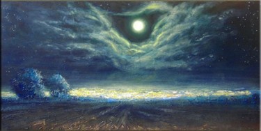 Painting titled "Night landscape" by Natalia Basova, Original Artwork