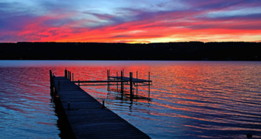 Photography titled "Sunset on Keuka Lake" by Nathan Bickel, Original Artwork, Digital Photography
