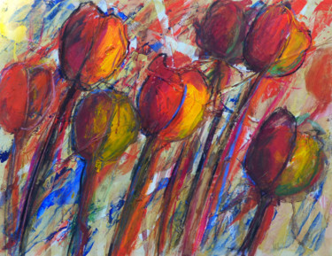 Schilderij getiteld "Fleurs ou arbres 3" door Bernard Des Roseaux, Origineel Kunstwerk, Acryl