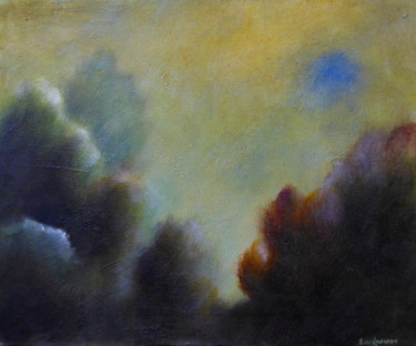 Painting titled "Brumes sur la canop…" by Bernard Des Roseaux, Original Artwork, Oil