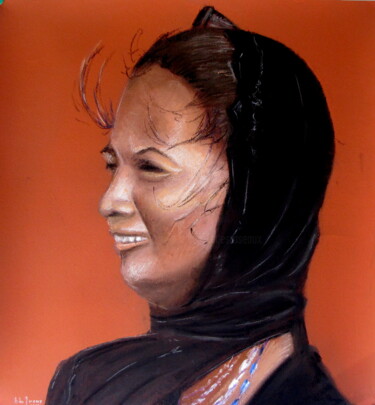 图画 标题为“Jeune musulmane Tam…” 由Bernard Des Roseaux, 原创艺术品, 粉彩 安装在其他刚性面板上