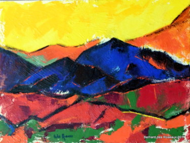 Malerei mit dem Titel "Paysage de montagnes" von Bernard Des Roseaux, Original-Kunstwerk, Acryl