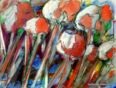 Pintura intitulada "Fleurs ou arbres 2" por Bernard Des Roseaux, Obras de arte originais, Acrílico Montado em Painel de made…