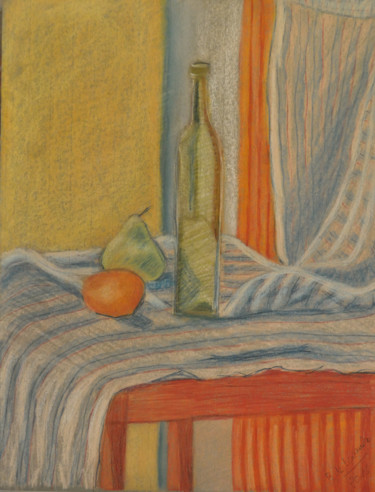 Zeichnungen mit dem Titel "FLACON D ALCOOL DE…" von B De Lavaulx, Original-Kunstwerk, Pastell