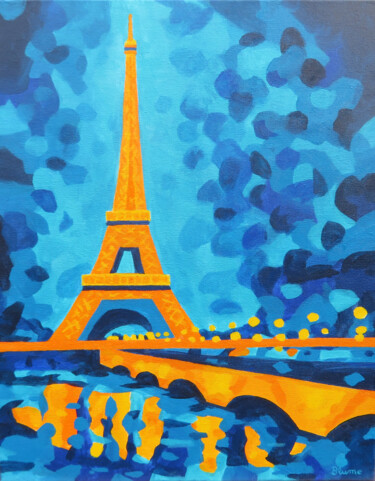 Ζωγραφική με τίτλο "Reflections of Paris" από Beate Blume, Αυθεντικά έργα τέχνης, Ακρυλικό Τοποθετήθηκε στο Ξύλινο φορείο σκ…