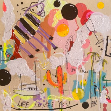 Painting titled "Life Loves You No.3" by Beate Garding Schubert, Original Artwork, Acrylic Mounted on Wood Stretcher frame