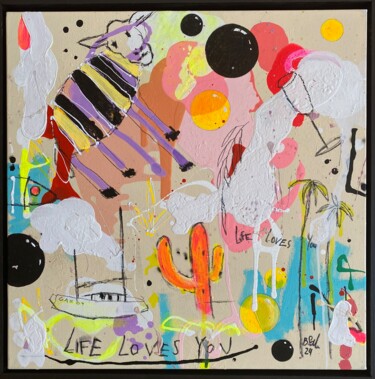 Painting titled "Life Loves You No.3…" by Beate Garding Schubert, Original Artwork, Acrylic Mounted on Wood Stretcher frame