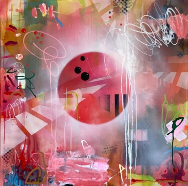 Malarstwo zatytułowany „Dream Red” autorstwa Beate Garding Schubert, Oryginalna praca, Akryl Zamontowany na Drewniana rama n…